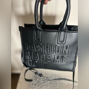 HOUSE OF REHAB FASHION MADE ME DO IT MEDIUM FAUX LEATHER TOTE SHOPPER BLACK OWN